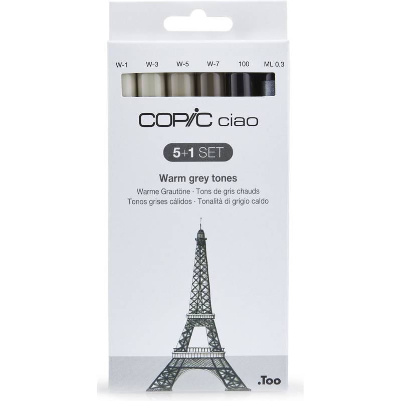 COPIC Marker ciao, 5+1 Set "Warm grey tones"-0