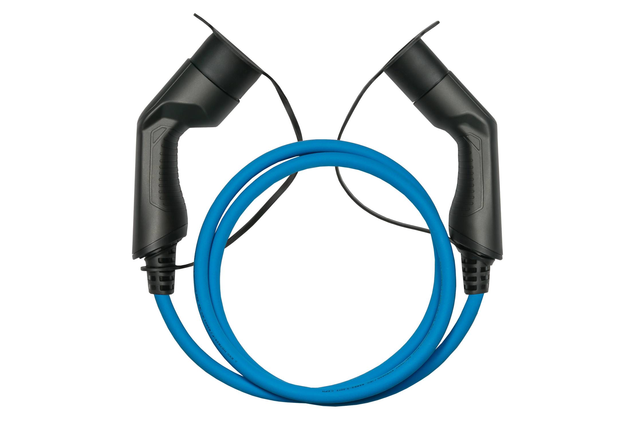 E-Auto-Ladekabel Mode 3, Typ 2 Stecker an Buchse, 3-phasig, 16 A, 11 kW, blau, 7,5m-0