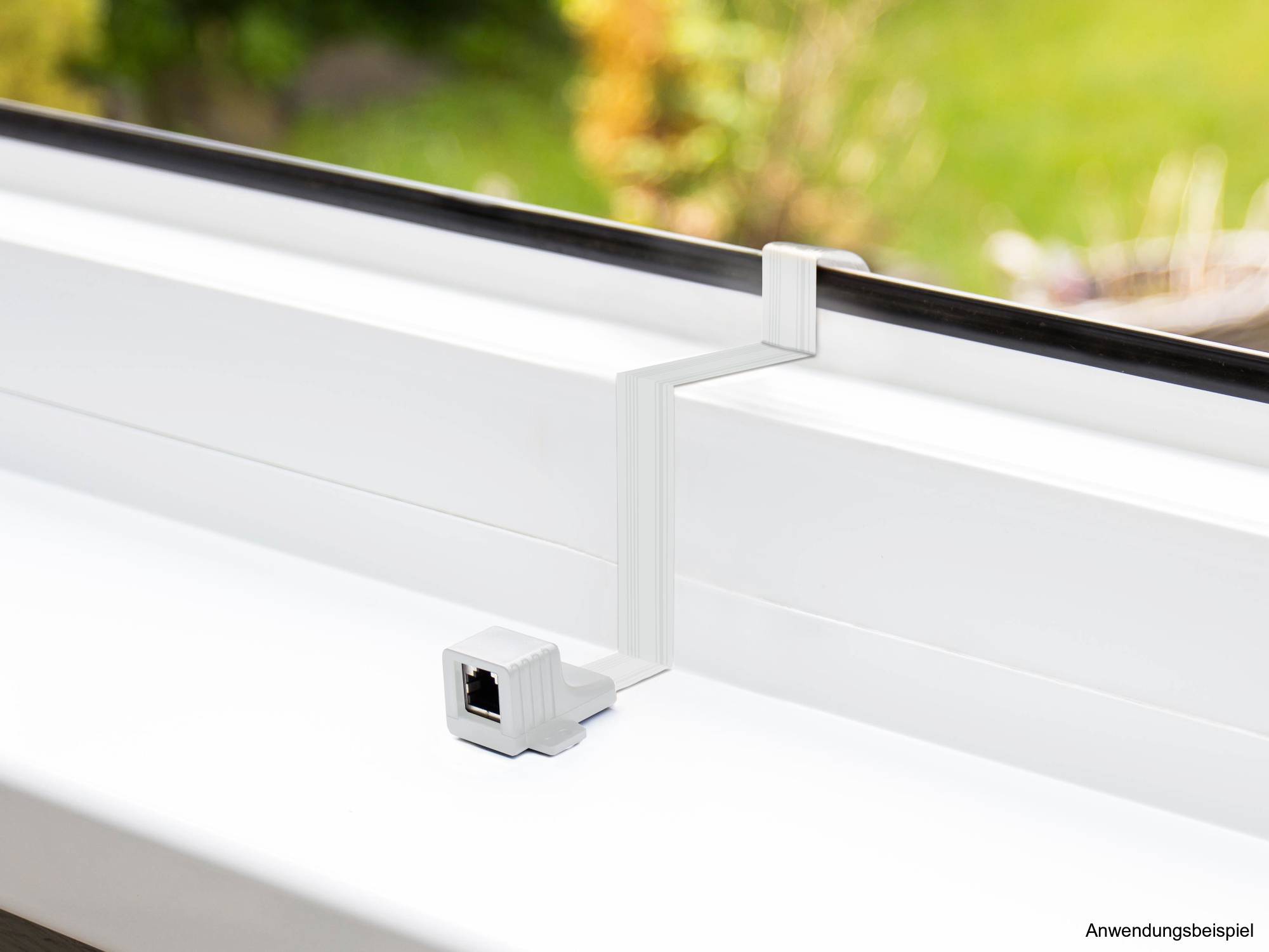 RJ45 Fensterdurchführung High-Quality, weiß, Gesamtlänge inkl. Buchsen 30cm, flexible Länge 23cm, Good Connections®-3