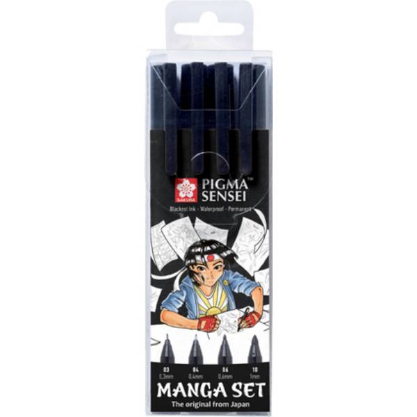SAKURA Manga-Set PIGMA SENSEI, 4er Etui, schwarz