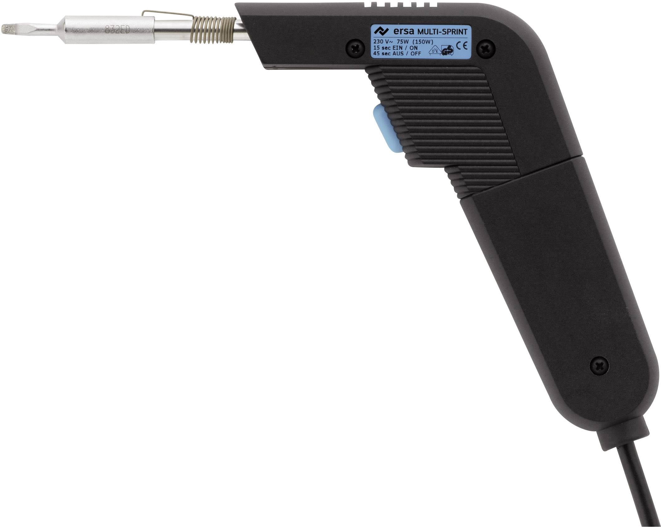 Lötkolben mit blauer Taste und ergonomischem Griff, Modellbezeichnung 'ersa MULTI-SPRINT', geeignet für präzise Lötarbeiten.