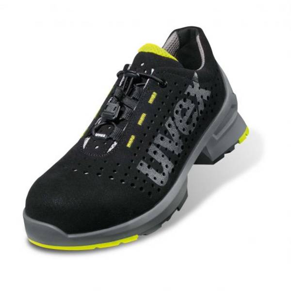 Uvex 85438, Unisex, Erwachsener, Sicherheitsschuhe, Schwarz, Limette, ESD, S1, SRC, Speed-Schnürsenkel