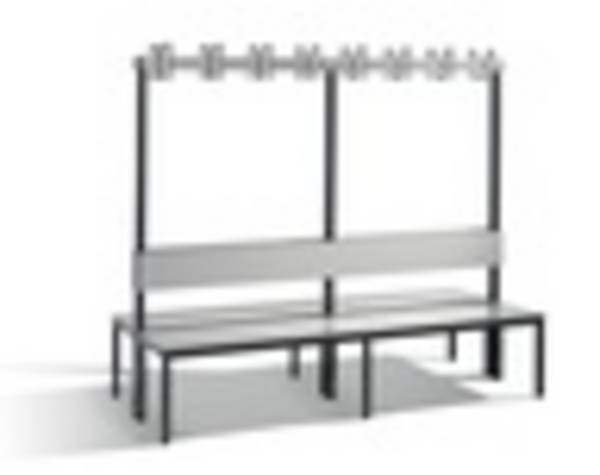 C+P Doppelseitige Garderobenbank mit Rückenlehne, Basic Plus, H1650xB1960xT760mm