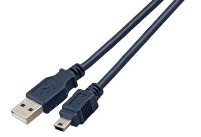 USB2.0 Anschlusskabel A-Mini B, (5polig), St.-St., 1,5m, schwarz, Class Multimedia USB Kabel-0