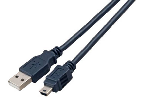 USB2.0 Anschlusskabel A-Mini B, (5polig), St.-St., 1,5m, schwarz, Class Multimedia USB Kabel