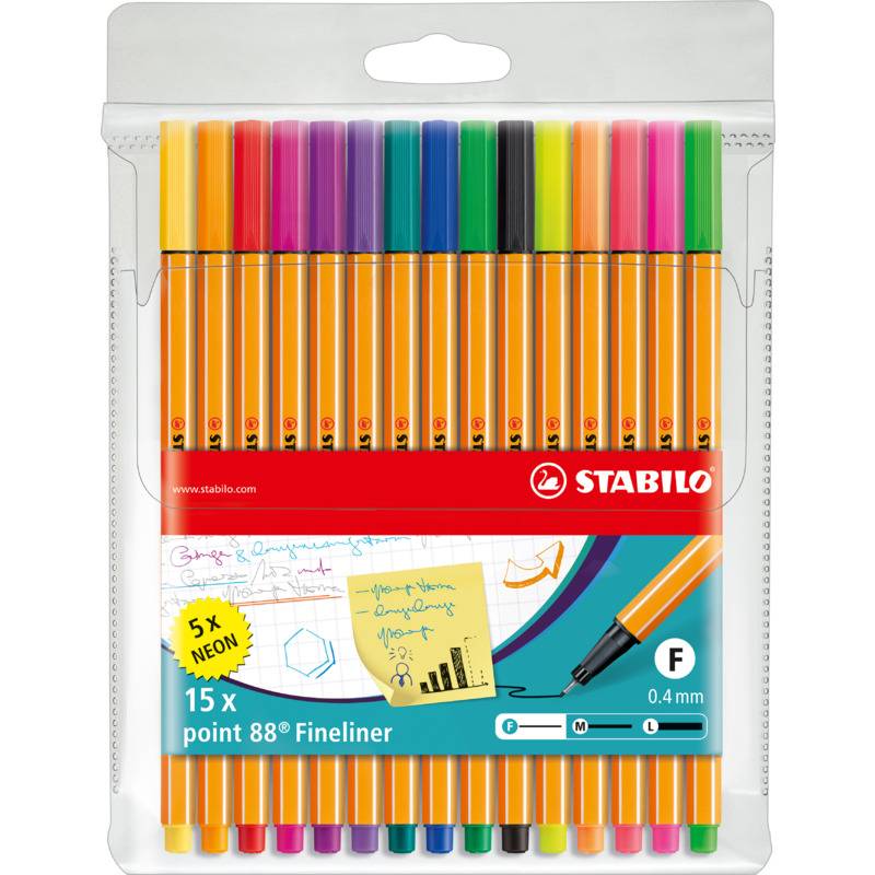 STABILO Fineliner point 88 Neon, 15er Kartonetui-0