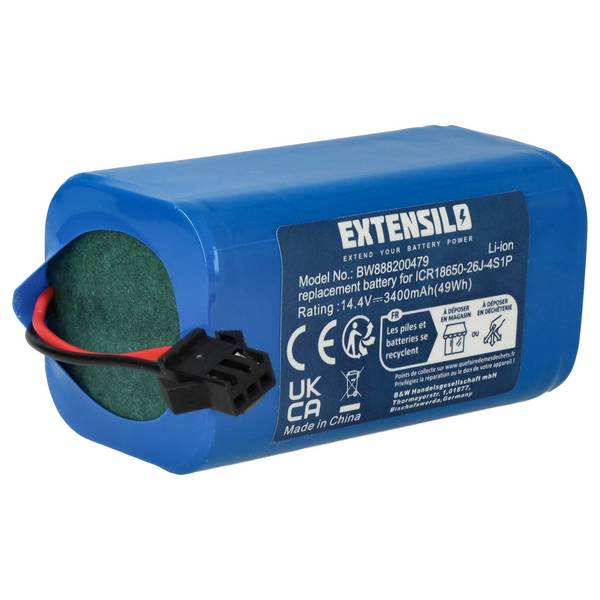 EXTENSILO Akku kompatibel mit Deenke DK700 | Saugroboter Blau (3400 mAh, 14,4 V, Li-Ion)