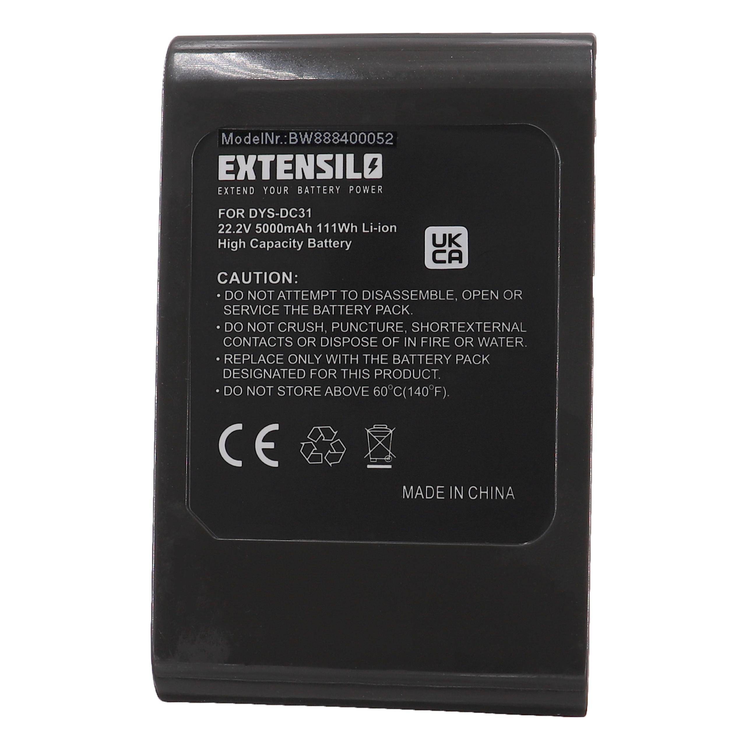 EXTENSILO Akku Ersatz für Dyson 917083-03 | 917083-05, 18172-0201, 917083-01 für Staubsauger - Typ A Schwarz (5000 mAh-1