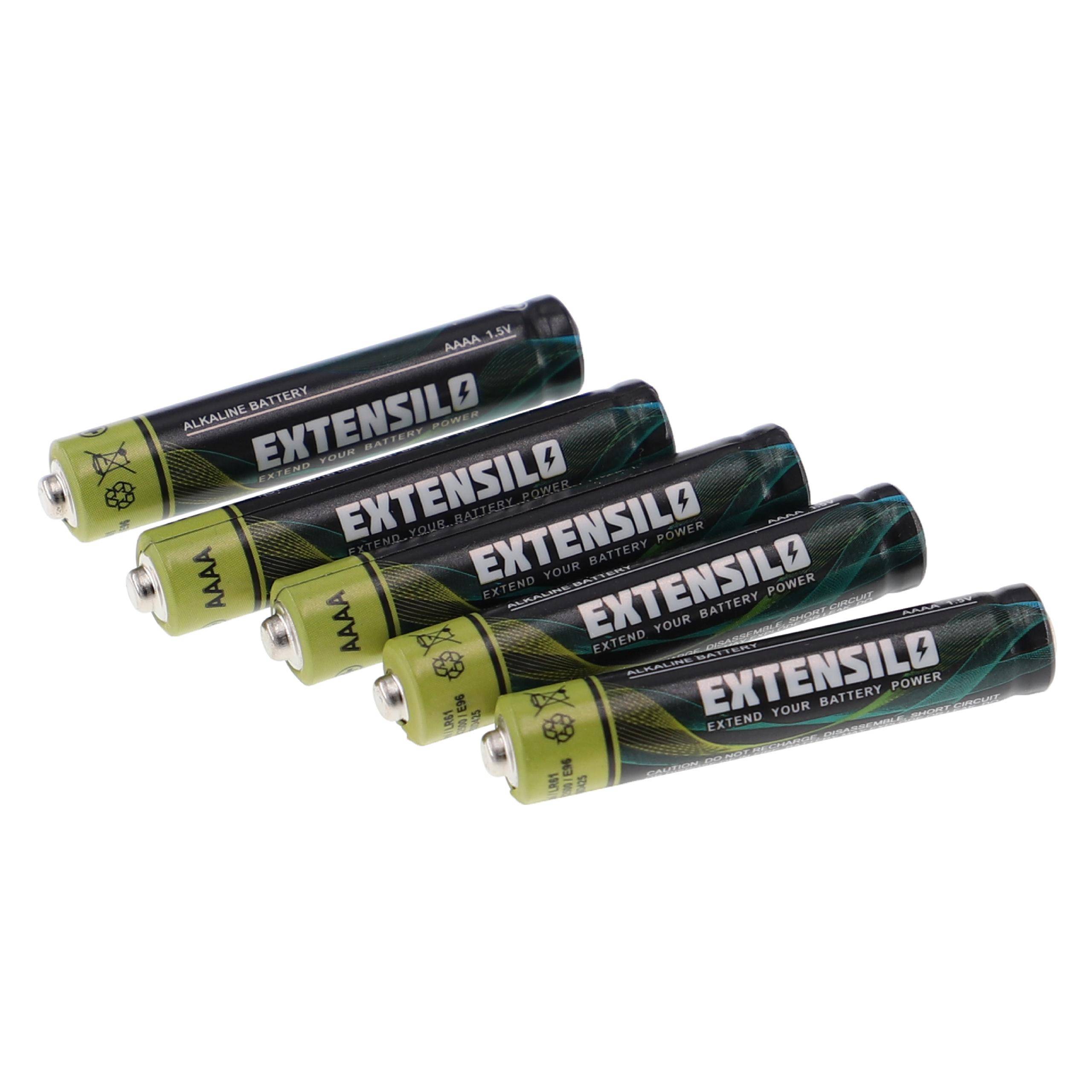 EXTENSILO 5x AAAA Rundzellenbatterien | Primärbatterien (550mAh, 1,5V, Alkaline)-0