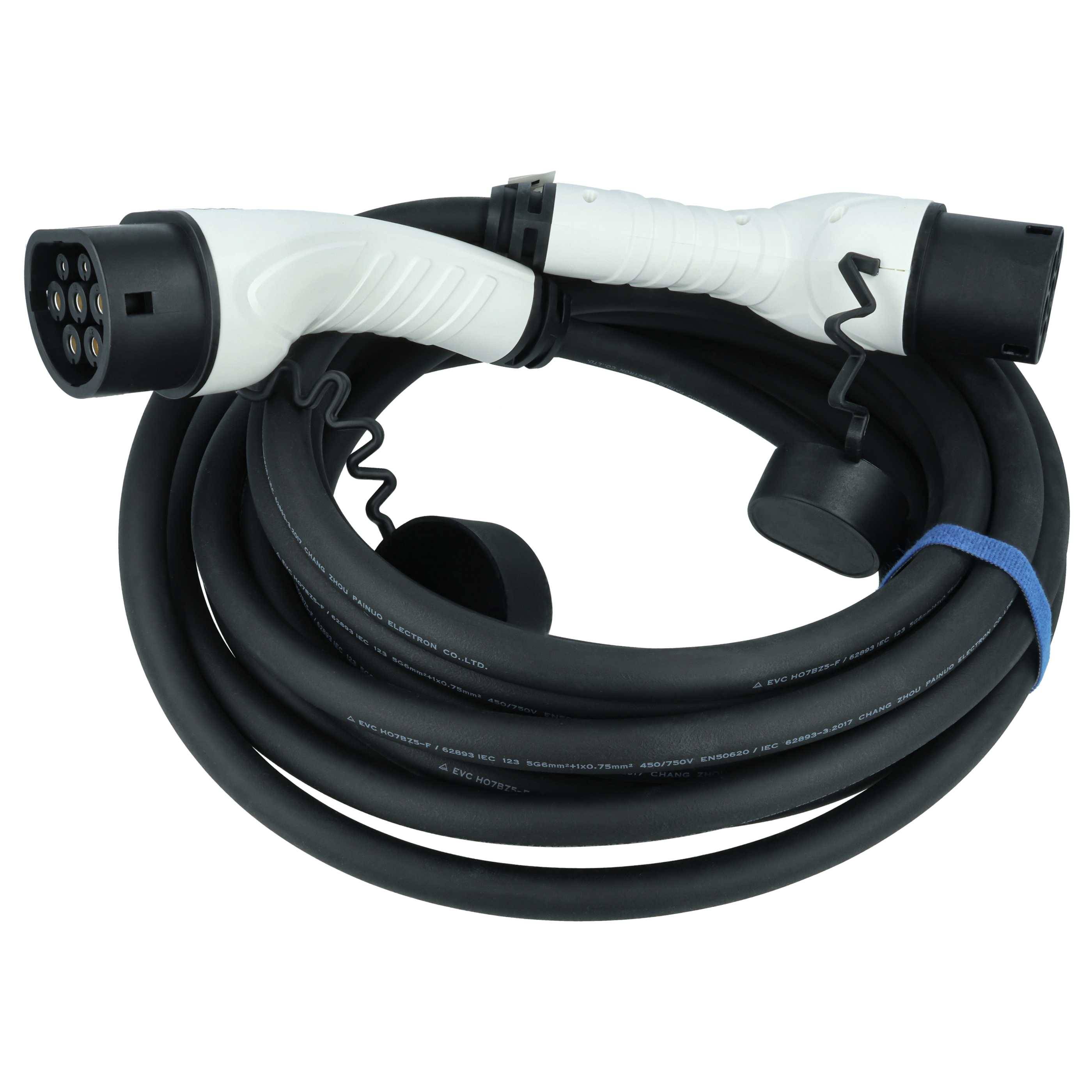 vhbw Typ 2 Ladekabel 22 kW 32 A 3-phasig 10 m für E-Auto | Kabel für Wallbox & Ladestation-0
