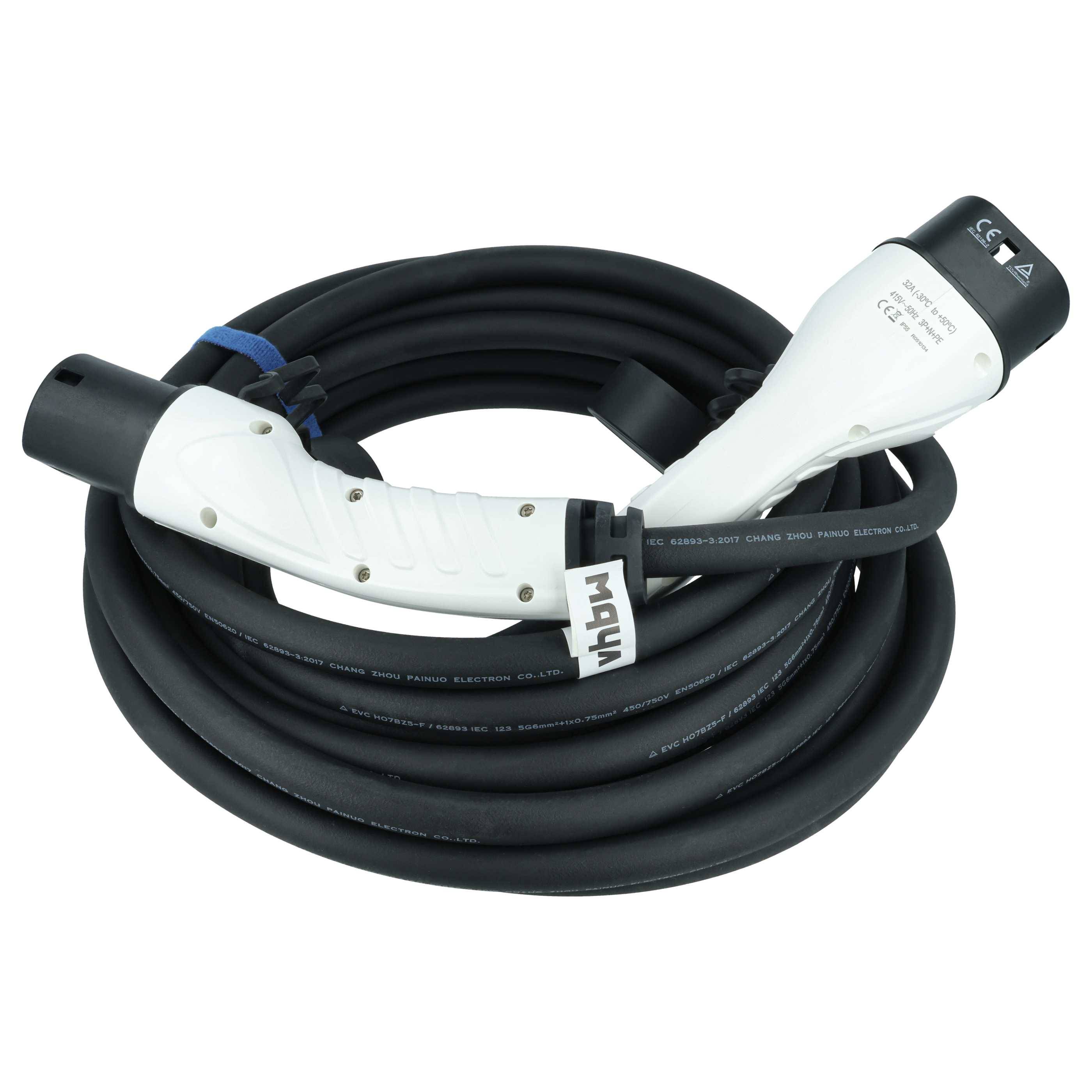 vhbw Typ 2 Ladekabel 22 kW 32 A 3-phasig 10 m für E-Auto | Kabel für Wallbox & Ladestation-2