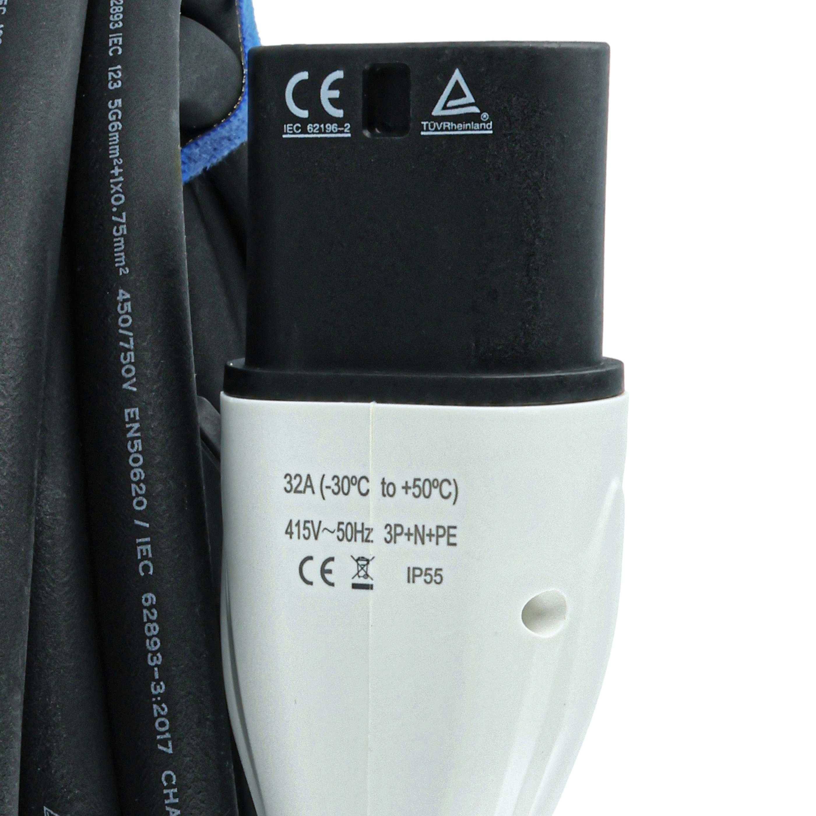 vhbw Typ 2 Ladekabel 22 kW 32 A 3-phasig 10 m für E-Auto | Kabel für Wallbox & Ladestation-3