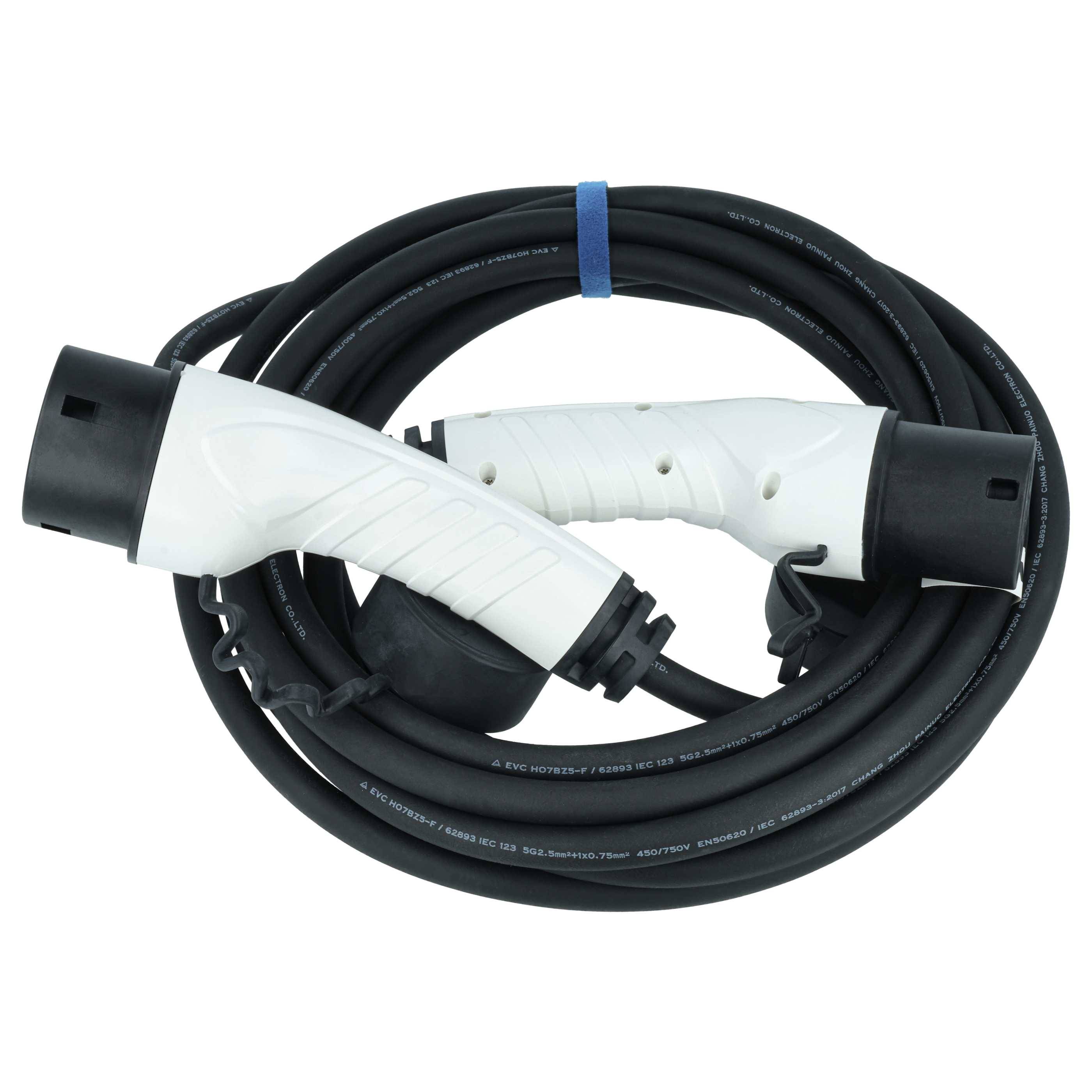 vhbw Typ 2 Ladekabel 11 kW 16 A 3-phasig 7 m für E-Auto | Kabel für Wallbox & Ladestation-0