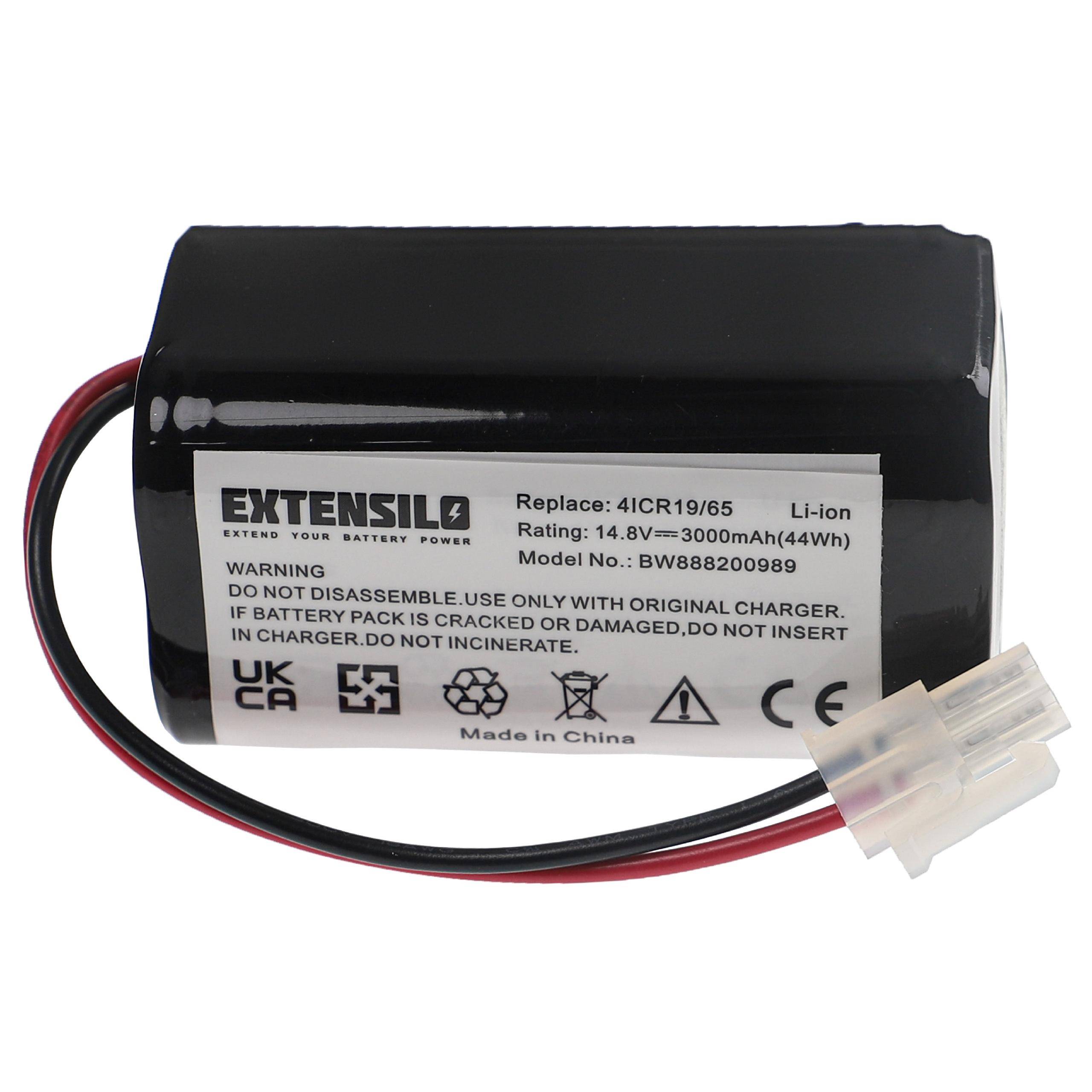 EXTENSILO Akku kompatibel mit Dibea D960 | V870, GT200, GT9, V780, V750, V780s Saugroboter (3000 mAh, 14,8 V, Li-Ion)-0