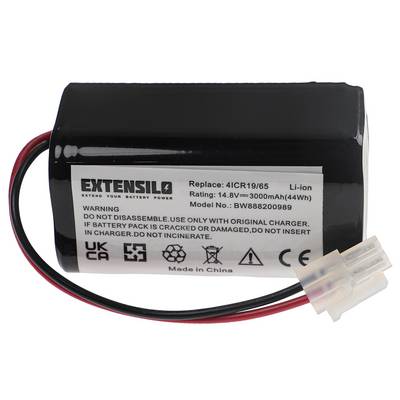 EXTENSILO Akku kompatibel mit Dibea D960 | V870, GT200, GT9, V780, V750, V780s Saugroboter (3000 mAh, 14,8 V, Li-Ion)-0