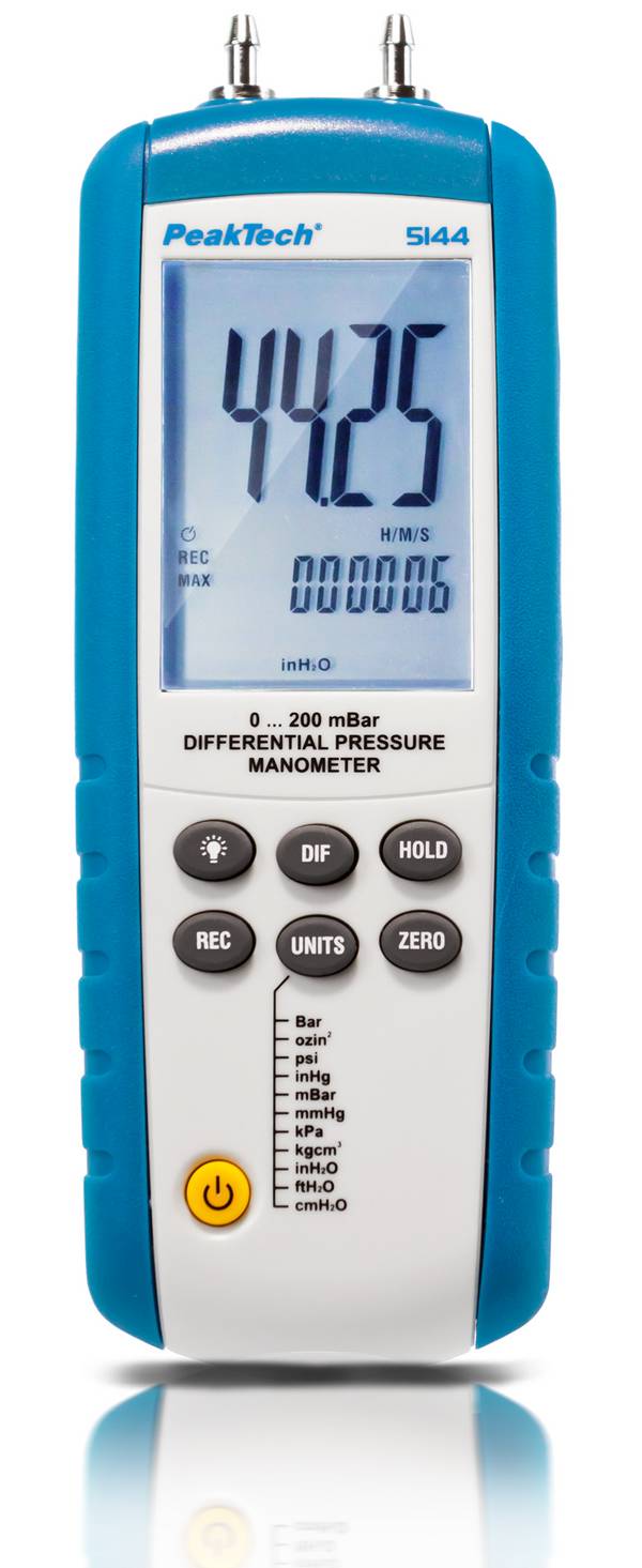 PeakTech P 5144 – Differenzdruck-Manometer ~ 0 ... 200 mBar ~ mit USB