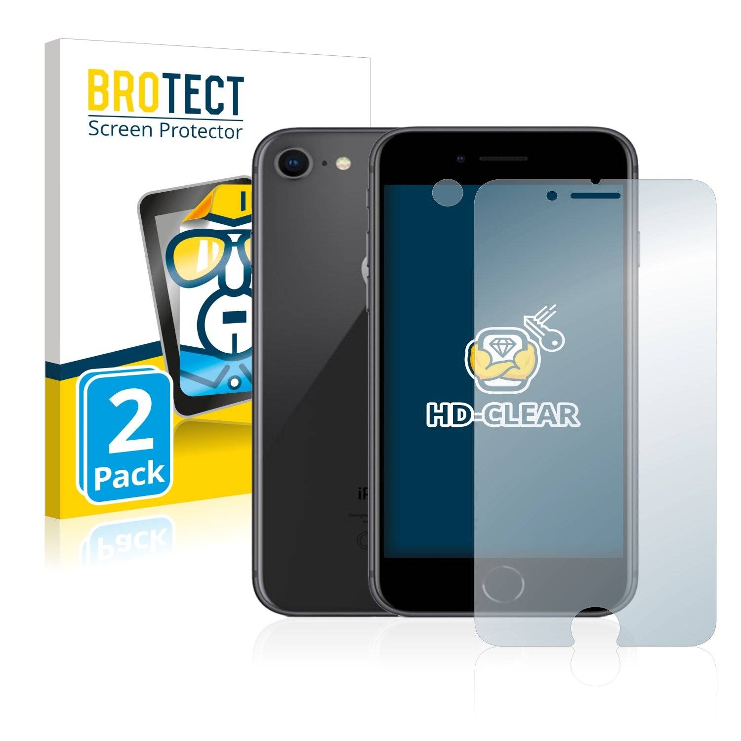 2x BROTECT HD-Clear Displayschutzfolie für Apple iPhone 8 (Vorderseite +-0