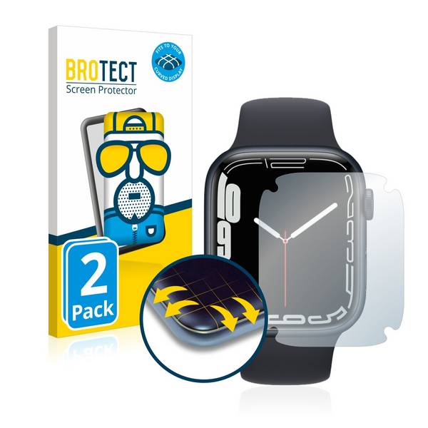2x BROTECT Flex Matte Full-Cover Displayschutzfolie für Apple Watch Series 7 (45
