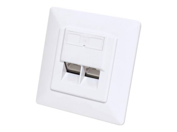 Intellinet 2-Port Cat6a 10G RJ45-Unterputzdose STP weiß Weiß
