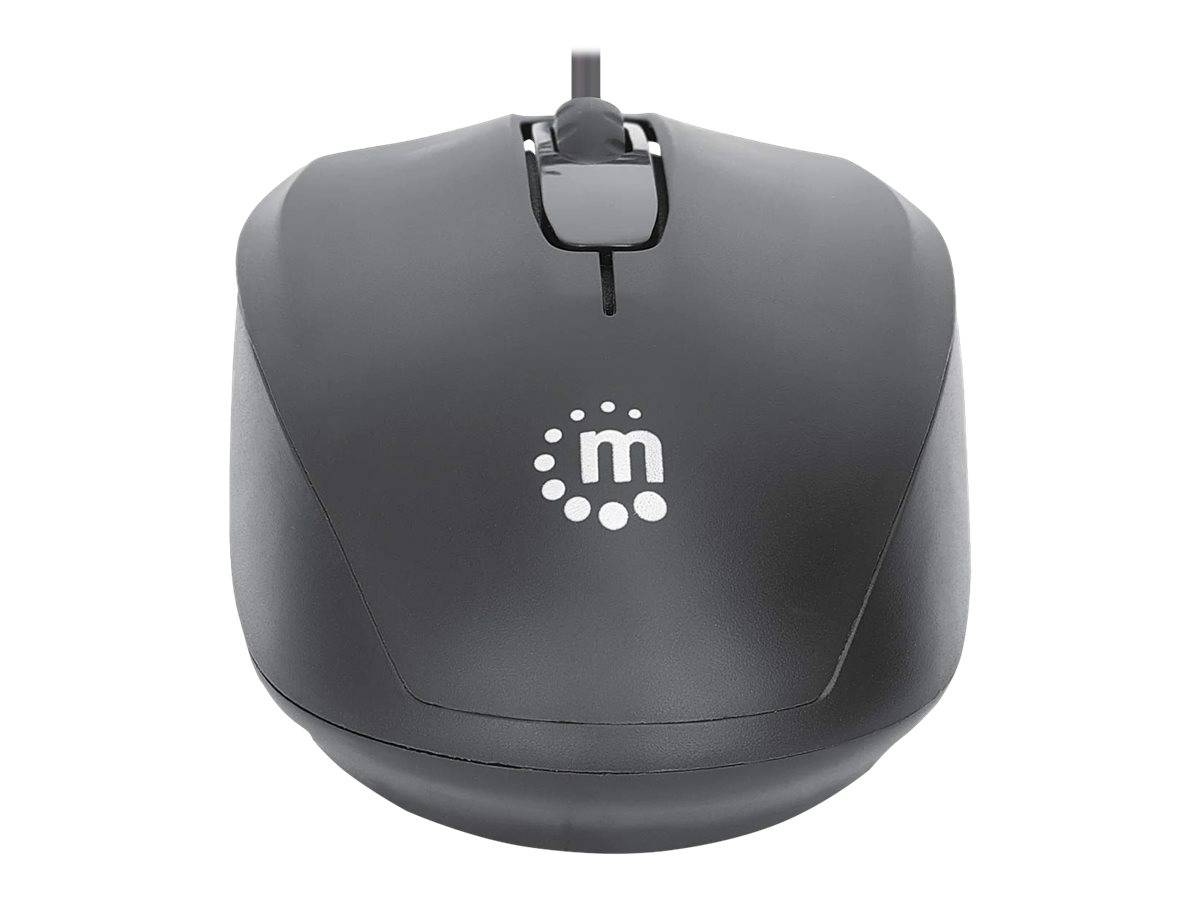 Manhattan Comfort II USB Wired Mouse, Black, 1000dpi, USB-A, Optical, Ambidextrous, Portable/Compact, Three Button with-2