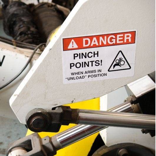 Etikett mit Signalwort DANGER, weiß, 101 x 152 mm, i3300/i5300/BBP3x/S3xxx, B30-25-595-OSHADA-4