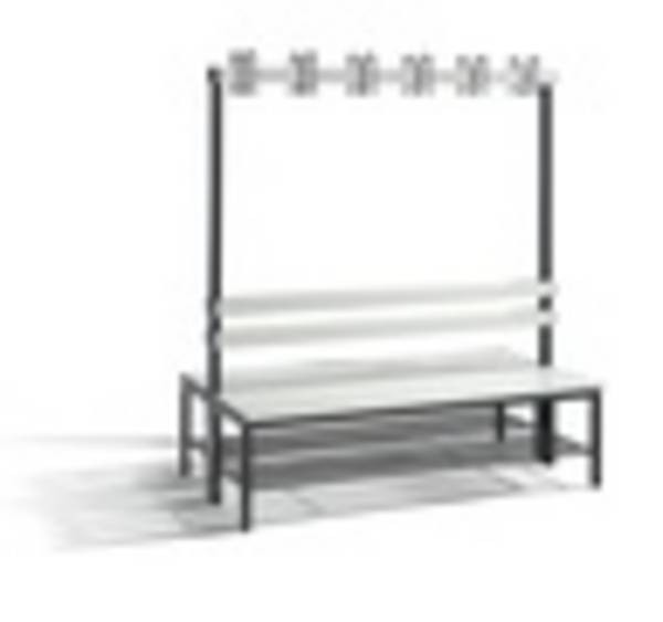 C+P Garderobenbank doppelseitig  Basic, H1650xB1500xT750mm, 7021