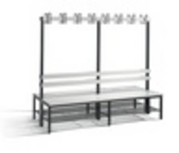 C+P Garderobenbank doppelseitig  Basic, H1650xB1960xT750mm, 7021