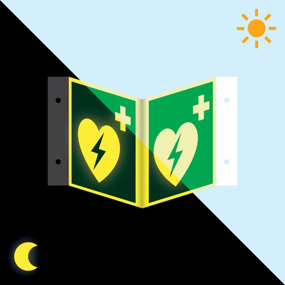 PERMALIGHT® power langnachleuchtend Nasenschild Automatisierter externer Defibrillator (AED), ASR/ISO, Kunststoff-0