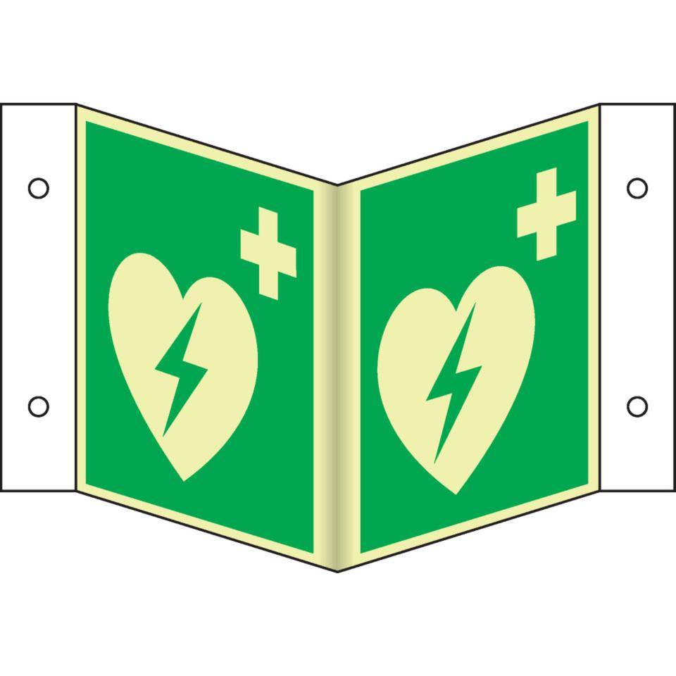 PERMALIGHT® power langnachleuchtend Nasenschild Automatisierter externer Defibrillator (AED), ASR/ISO, Kunststoff-1