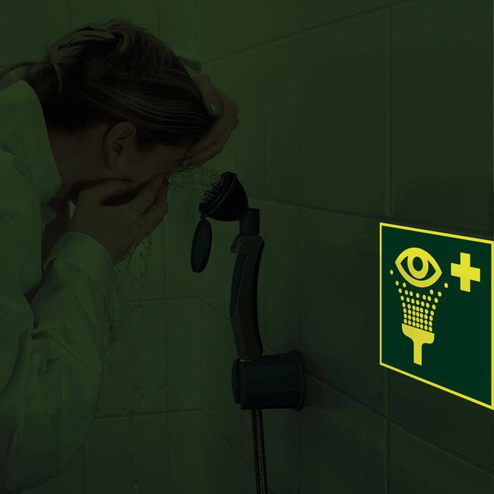 PERMALIGHT® power langnachleuchtend Rettungszeichen Augenspüleinrichtung, ASR/ISO, Folie, 50x50mm, 10/Bogen-3