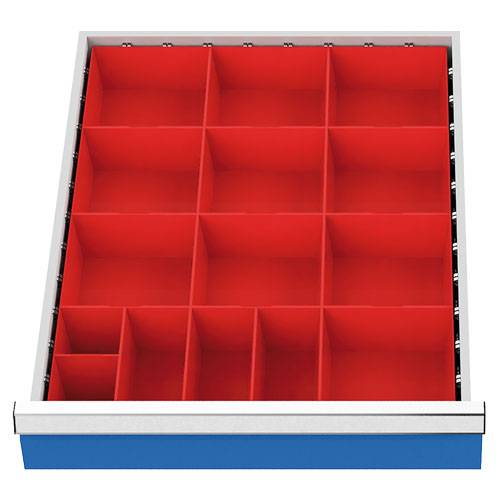 Bedrunka+Hirth Schubladeneinteilung R 18-24 mit Kleinteilekästen für Front 100 mm BxT 450x600 mm - 119A-0