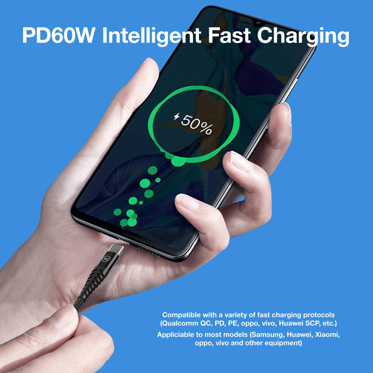 2x Dual USB-C Ladekabel 60W 1m Textilkabel, Schnellladekabel, Datenkabel für iPhone 17, Galaxy, iPad-2