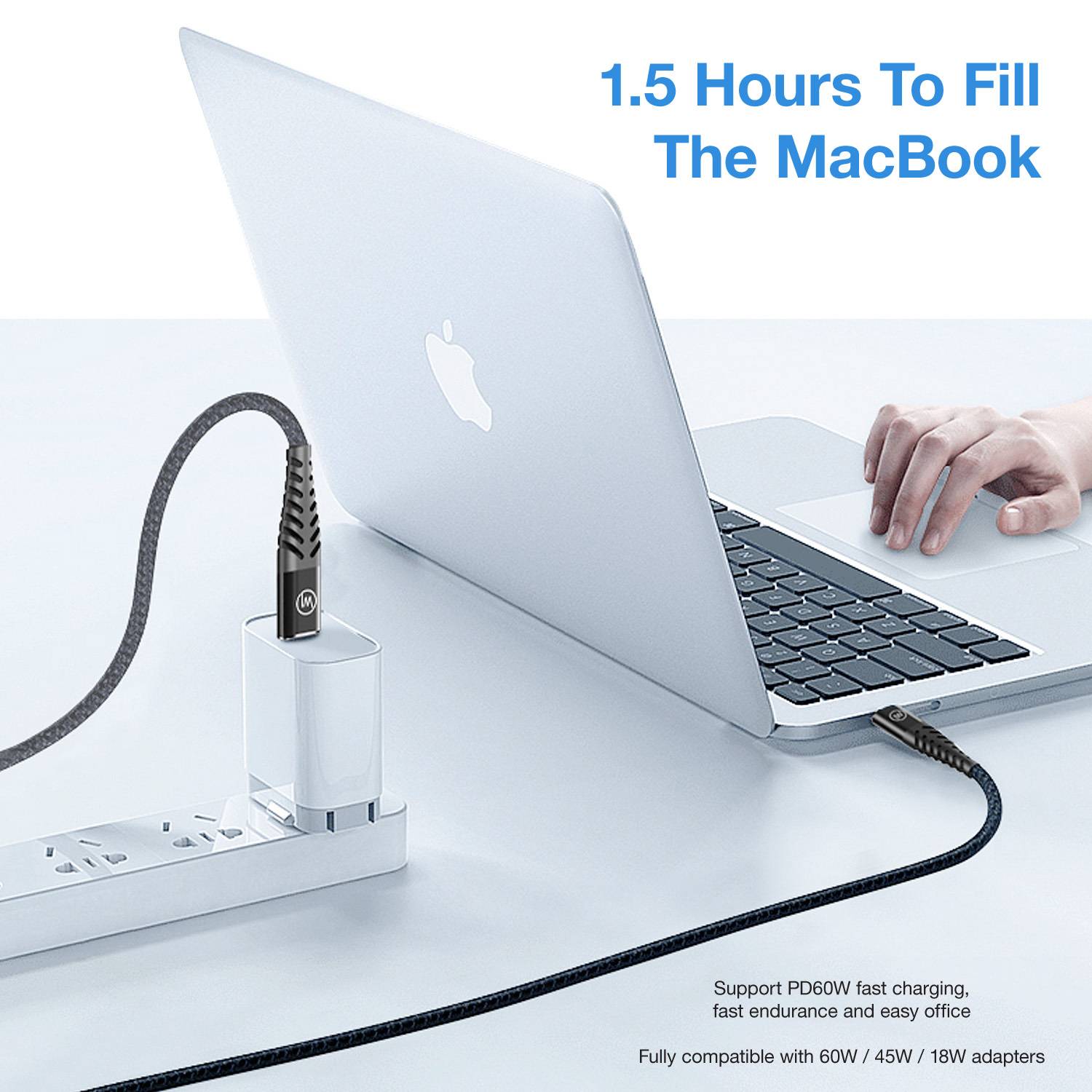 2x Dual USB-C Ladekabel 60W 1m Textilkabel, Schnellladekabel, Datenkabel für iPhone 17, Galaxy, iPad-3