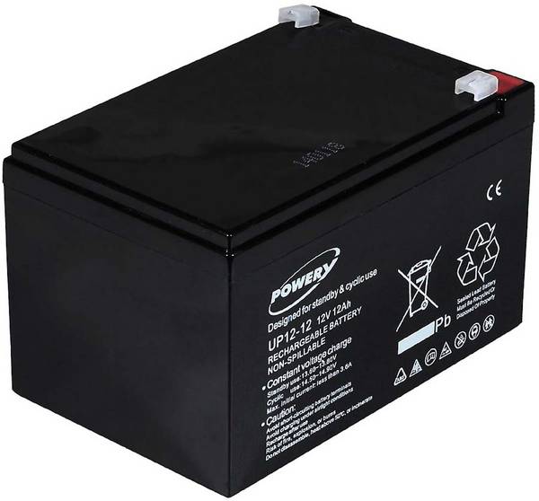 Powery Blei-Gel Akku 12Ah 12V kompatibel mit Panasonic LC-RA1212PG, 12V, Lead-Acid