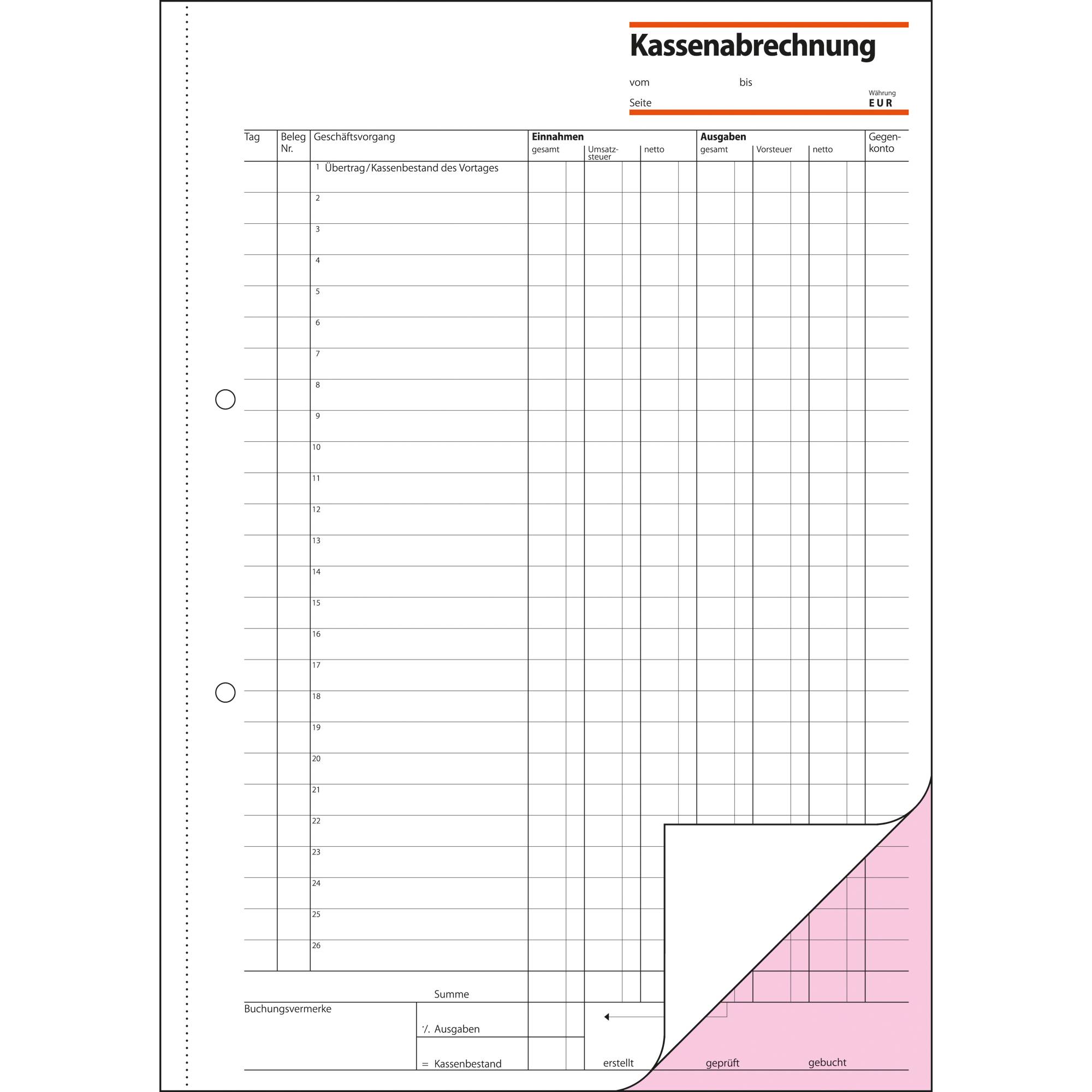 SIGEL Kassenabrechnung KG425 DIN A4 2x50Blatt-4