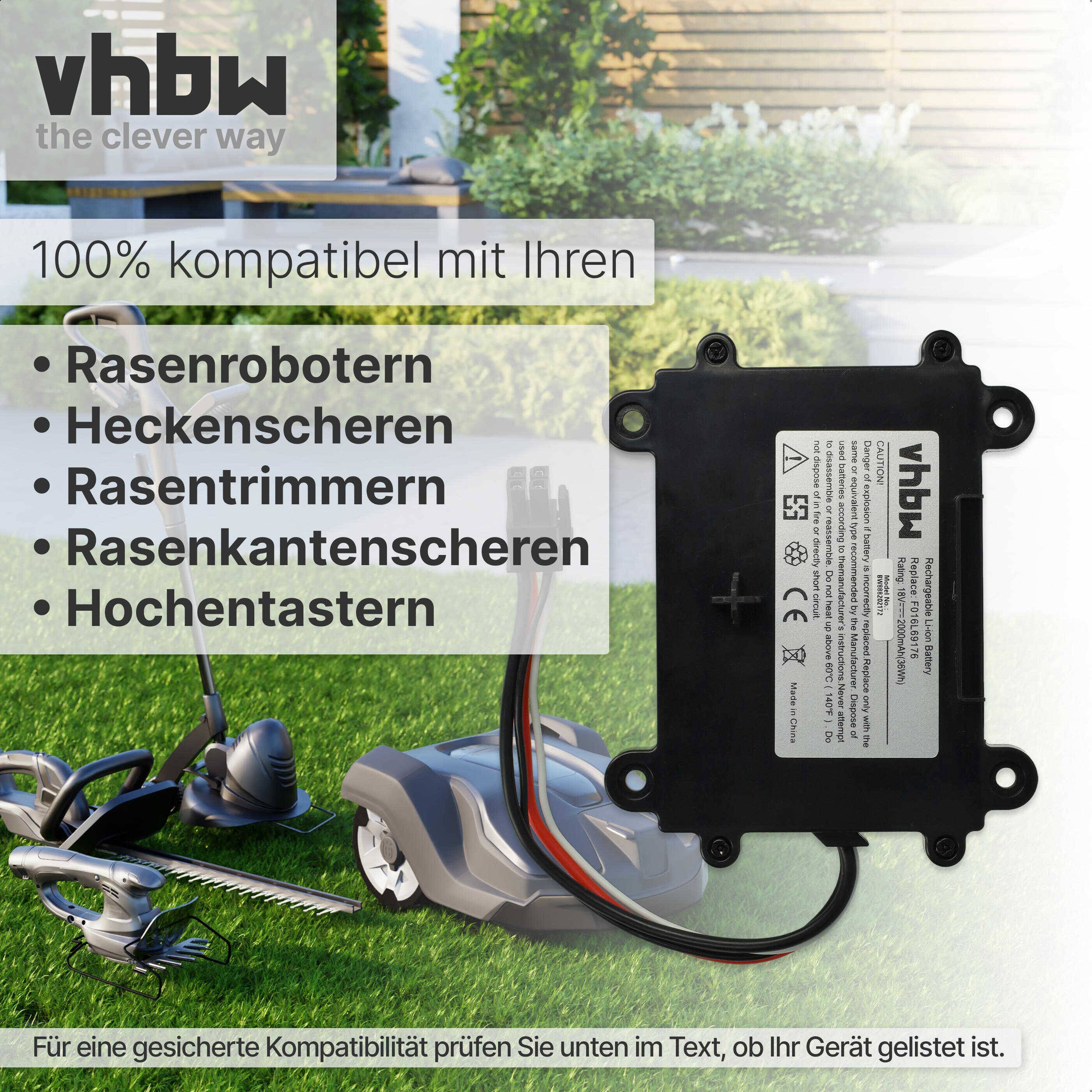 vhbw Akku kompatibel mit Bosch Indego S 500 | Rasenmäher (2000mAh 18V Li-Ion)-2