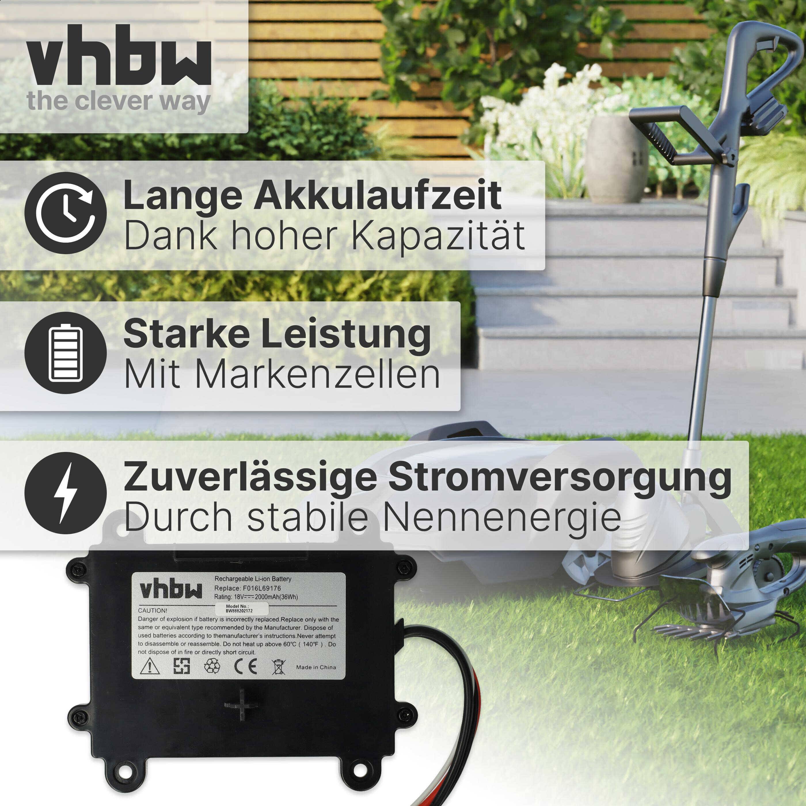 vhbw Akku kompatibel mit Bosch Indego S 500 | Rasenmäher (2000mAh 18V Li-Ion)-3