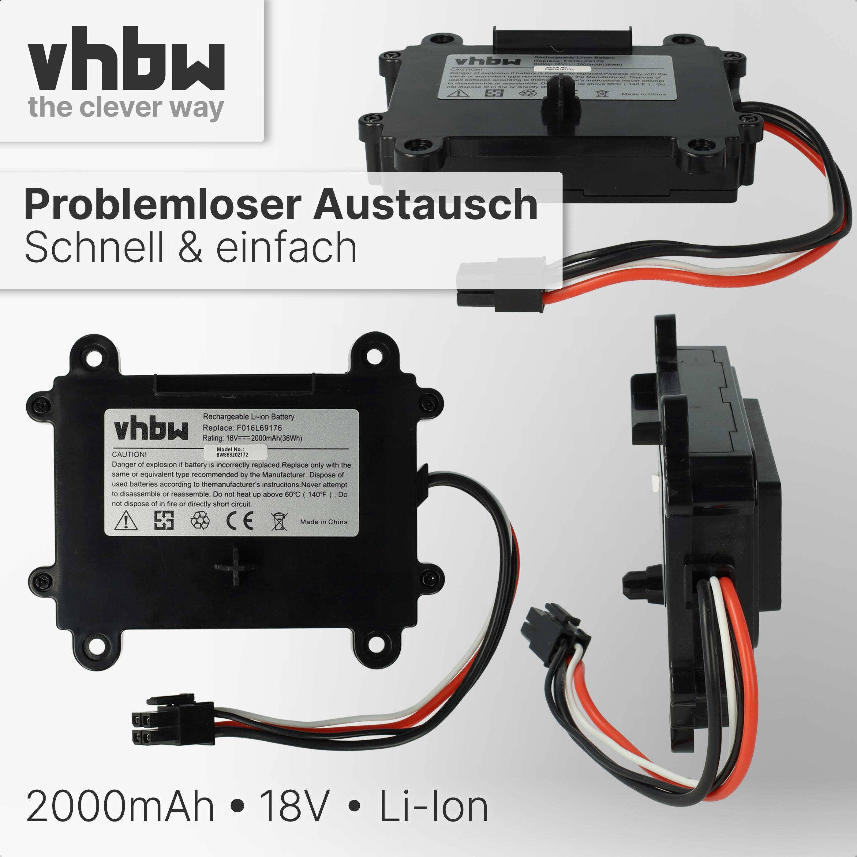 vhbw Akku kompatibel mit Bosch Indego S 500 | Rasenmäher (2000mAh 18V Li-Ion)-5