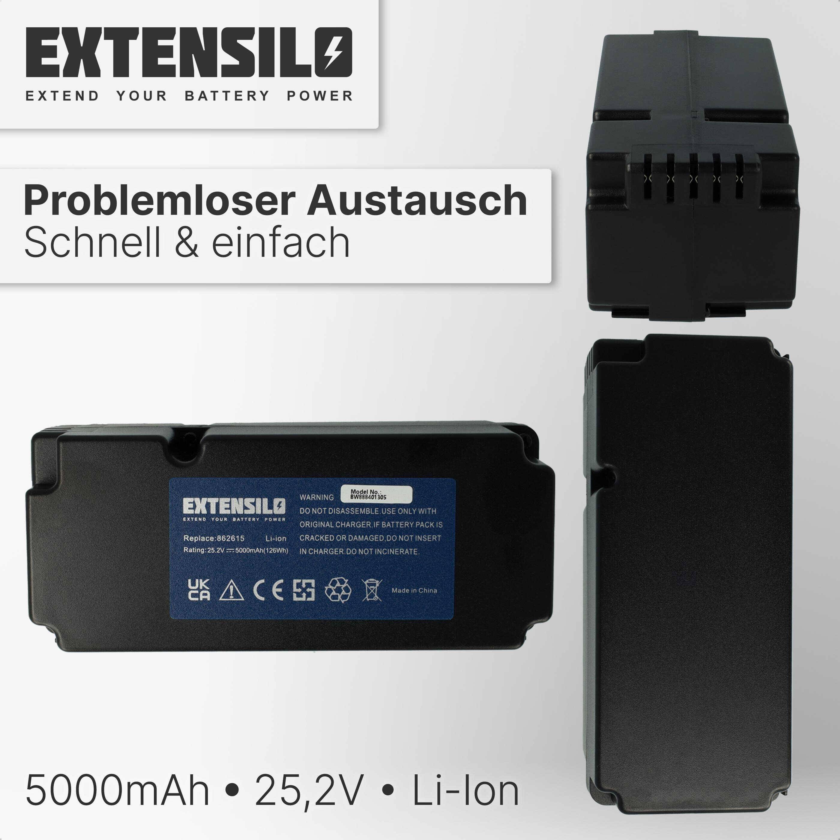 EXTENSILO Akku kompatibel mit Mr.Gardener MR 600 | MR 400, MR 1200, MR 1000 Rasenroboter Rasenmäher (5000mAh 25,2V-6