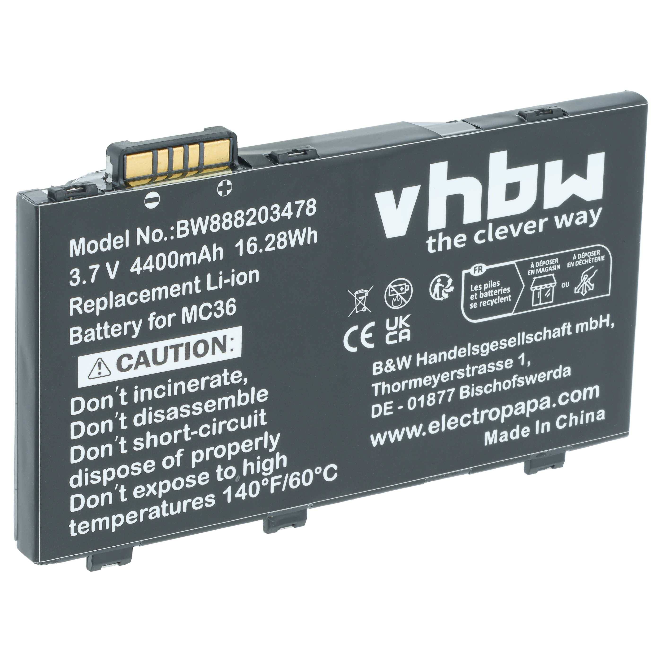 vhbw Akku Ersatz für Motorola KT-TC55-29BTYD1-01 | für Mobilcomputer PDA Scanner (4400 mAh, 3,7 V, Li-Ion)-0