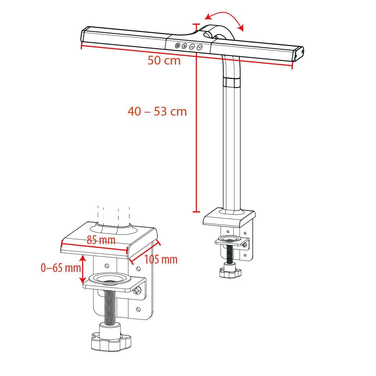 FeinTech LTL00310E LED Schreibtisch-Lampe 50 cm dimmbar Klemmfuß-6