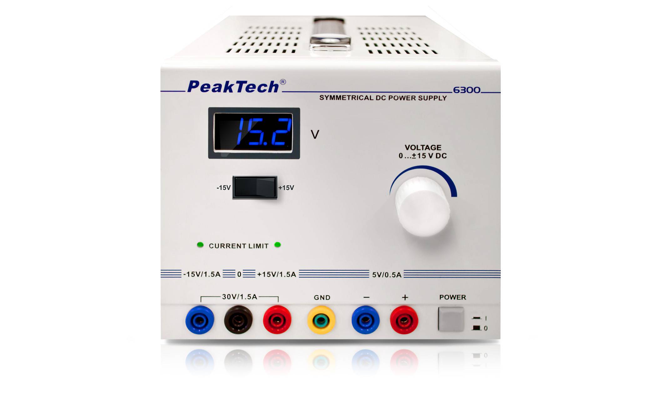PeakTech P 6300 – DC Linear Labornetzgerät ~ Symmetrisch ~ 0- +/- 15 V / 1,5 A ~ max. 30 V DC-0