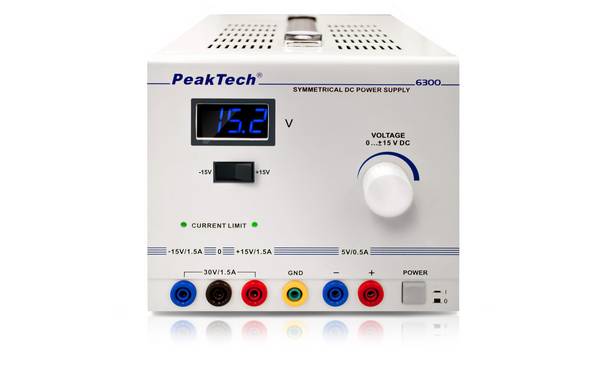 PeakTech P 6300 – DC Linear Labornetzgerät ~ Symmetrisch ~ 0- +/- 15 V / 1,5 A ~ max. 30 V DC