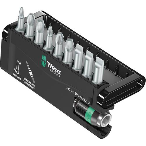 Wera 8600-9/TZ 05056375001 Bit-Set 10teilig Schlitz, Kreuzschlitz Phillips, Kreuzschlitz Pozidriv Torsionszone