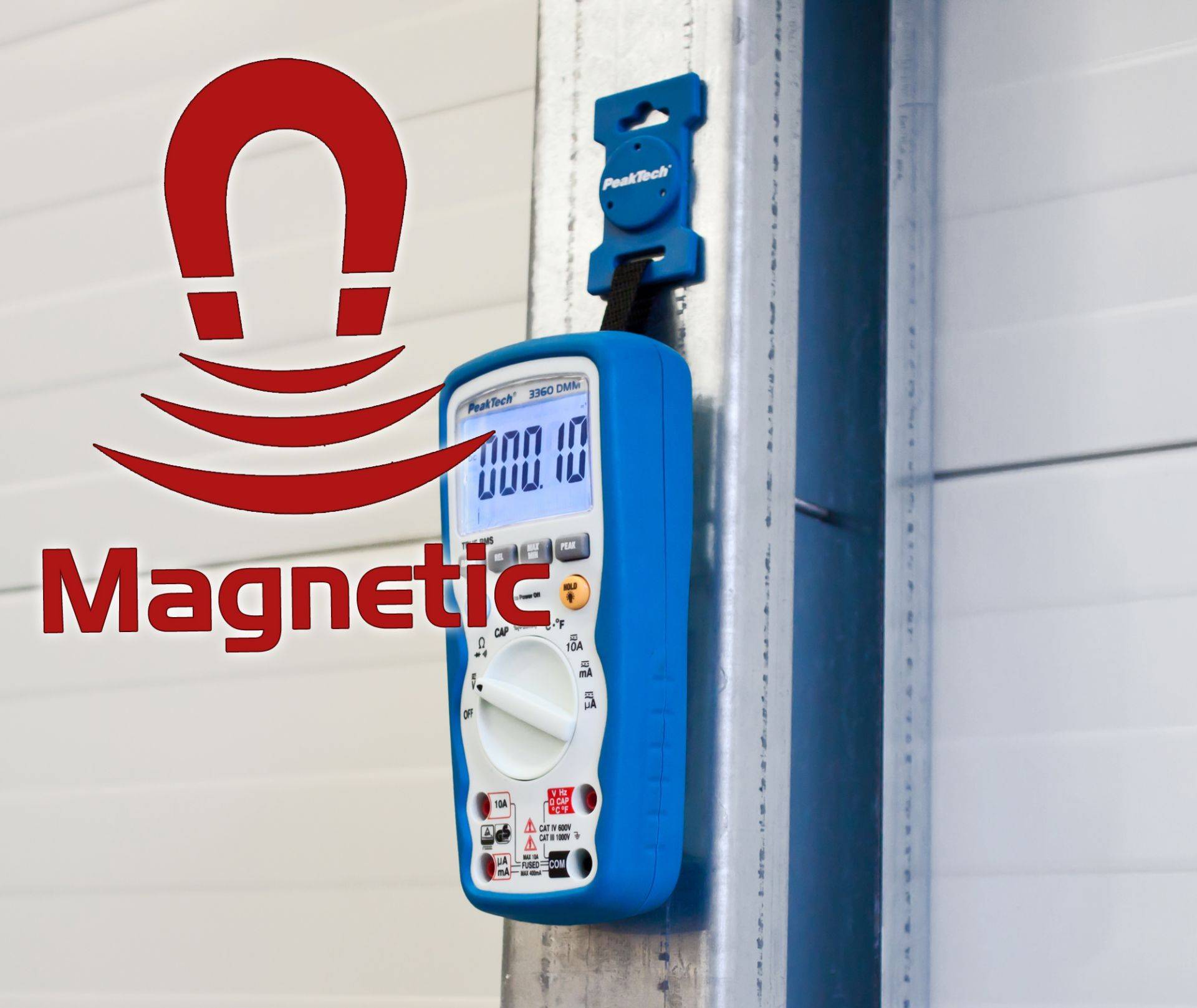 PeakTech P 7100 – Magnethalterung für Digitalmultimeter und Werkzeuge mit Klettverschluss-2