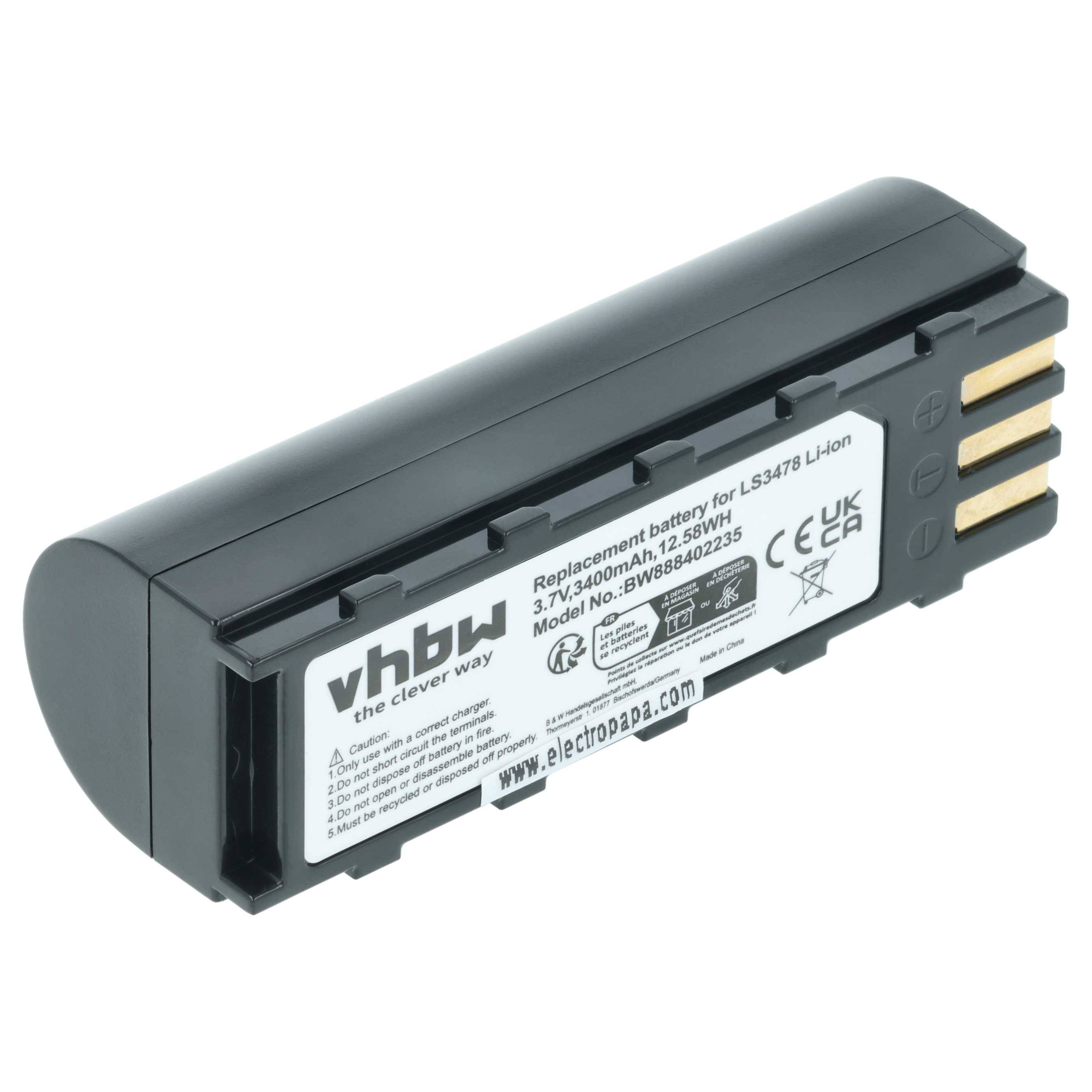 vhbw Akku Ersatz für Motorola 21-62606-01 | für Barcodescanner POS (3400 mAh, 3,7 V, Li-Ion)-0