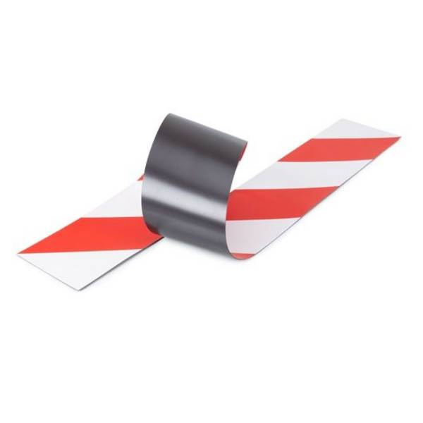 Warnband magnetisch, gem. ASR A1.3,  rot/weiß, linksweisend, Länge 1 m, Breite 50 mm