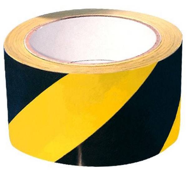 Warnband PVC, gelb/schwarz rechtsweisend, Breite 60 mm, 66 m/Rolle