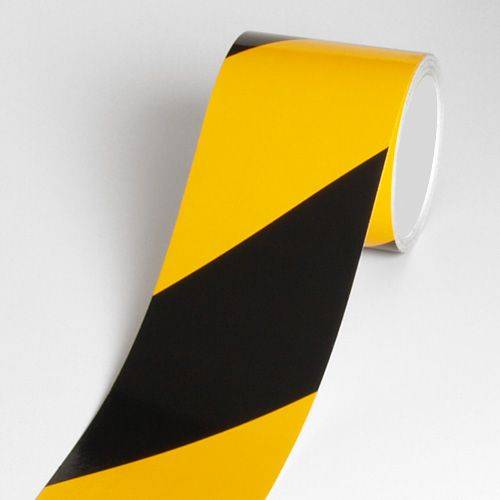 Warnband reflektierend RA1, 3M Reflexfolie, gelb/schwarz linksw., Breite 100 mm, 11,5 m/Rolle-0