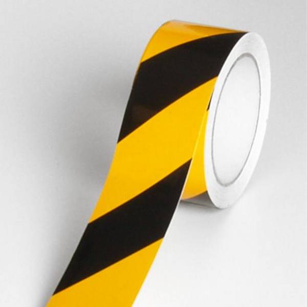 Warnband reflektierend RA1, 3M Reflexfolie,  gelb/schwarz linksw., Breite 50 mm, 11,5 m/Rolle